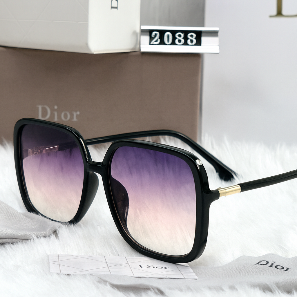 Christian Dior 2088 Sunglasses – Black and Gold Frame with Pink Gradient Lenses