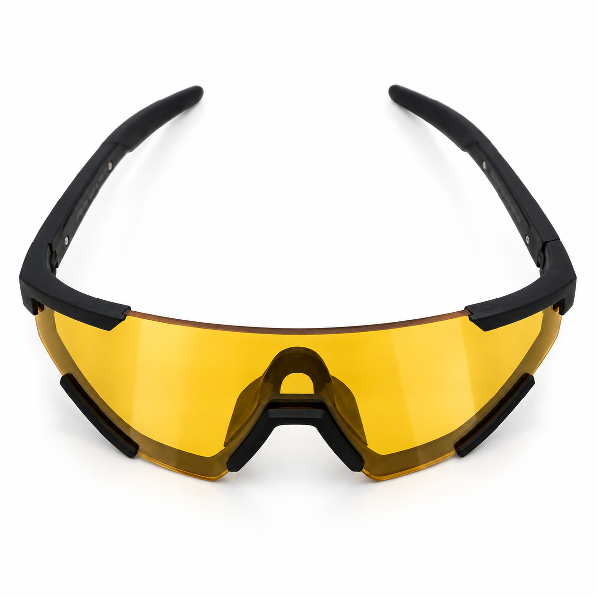 Prada 2316 Luxury Sporty Shield Sunglasses for Men - Matte Black Frame, Red PRADA Linea Rossa Temple Plaque & One-Piece Yellow Amber Lens