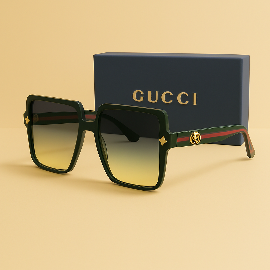 GUCCI Titanium Alloy Wide Mirror Legs Sunglasses