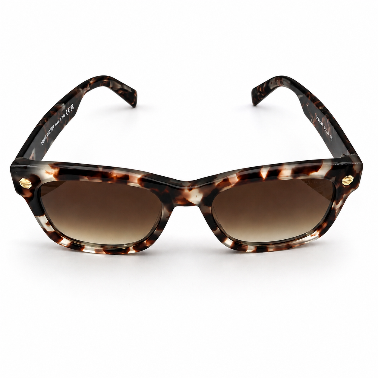 Louis Vuitton 1966 Luxury Wayfarer Sunglasses – Pink Havana Tortoise Acetate with Gold LV Rivet Detail & Brown Gradient UV Protection Lenses