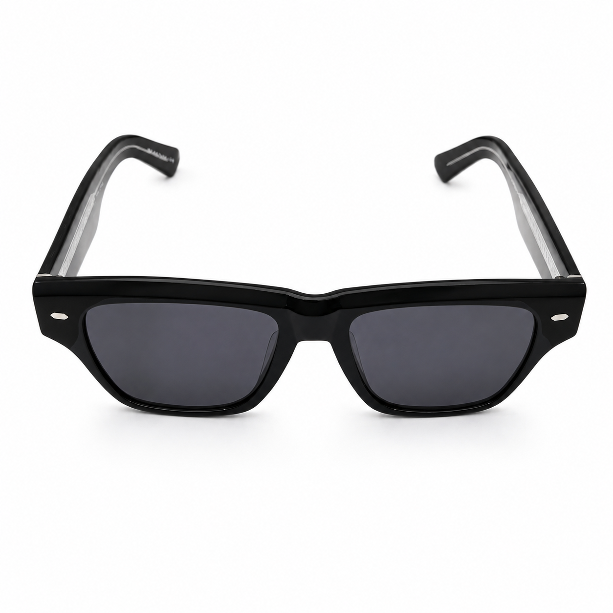 Oliver Peoples 5522 Luxury Square Sunglasses for Men – Premium Glossy Black Acetate with Silver Core-Wire Detailing & Dark Grey UV400 Protection Lenses