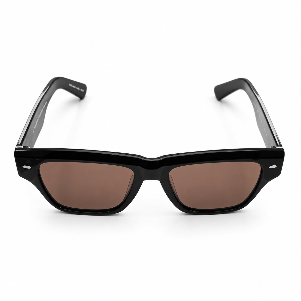 Oliver Peoples 5522 Luxury Square Sunglasses for Men – Premium Glossy Black Acetate with Silver Core-Wire Detailing & Rich Brown UV400 Protection Lenses