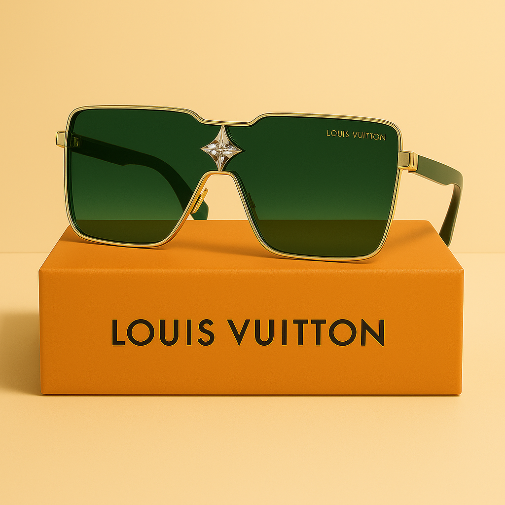 Louis Vuitton 2A621 Green Rectangular Sunglasses – Streamlined Luxury with a Modern Twist