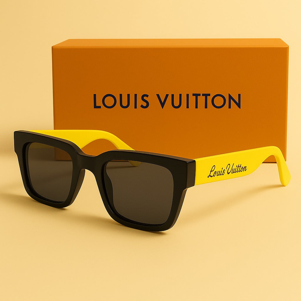 Louis Vuitton 6093 Rectangular Sunglasses – Noir Jaune Pop Edition (Yellow)