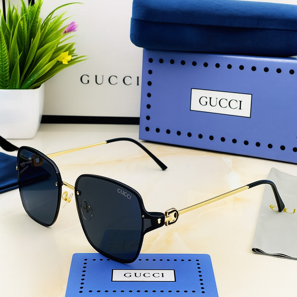 Gucci-Inspired 8801 Square Rimless Sunglasses – Bold Style with Luxe Protection