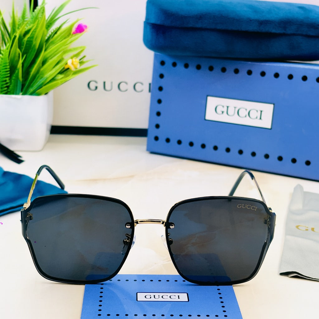 Gucci-Inspired 8801 Square Rimless Sunglasses – Bold Style with Luxe Protection