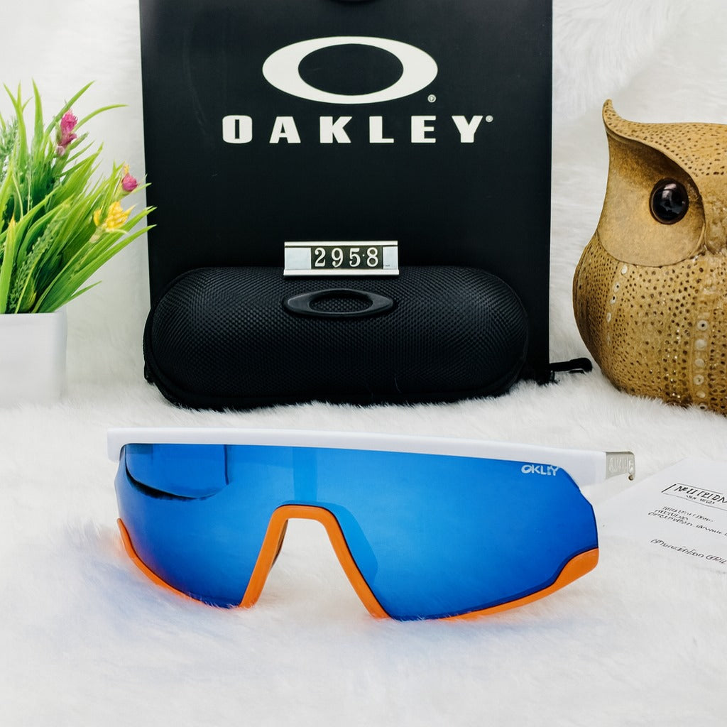 Oakley 2958 White & Orange Sports Sunglasses – Blue Iridium Shield Lens Category: Sports / Performance Sunglasses
