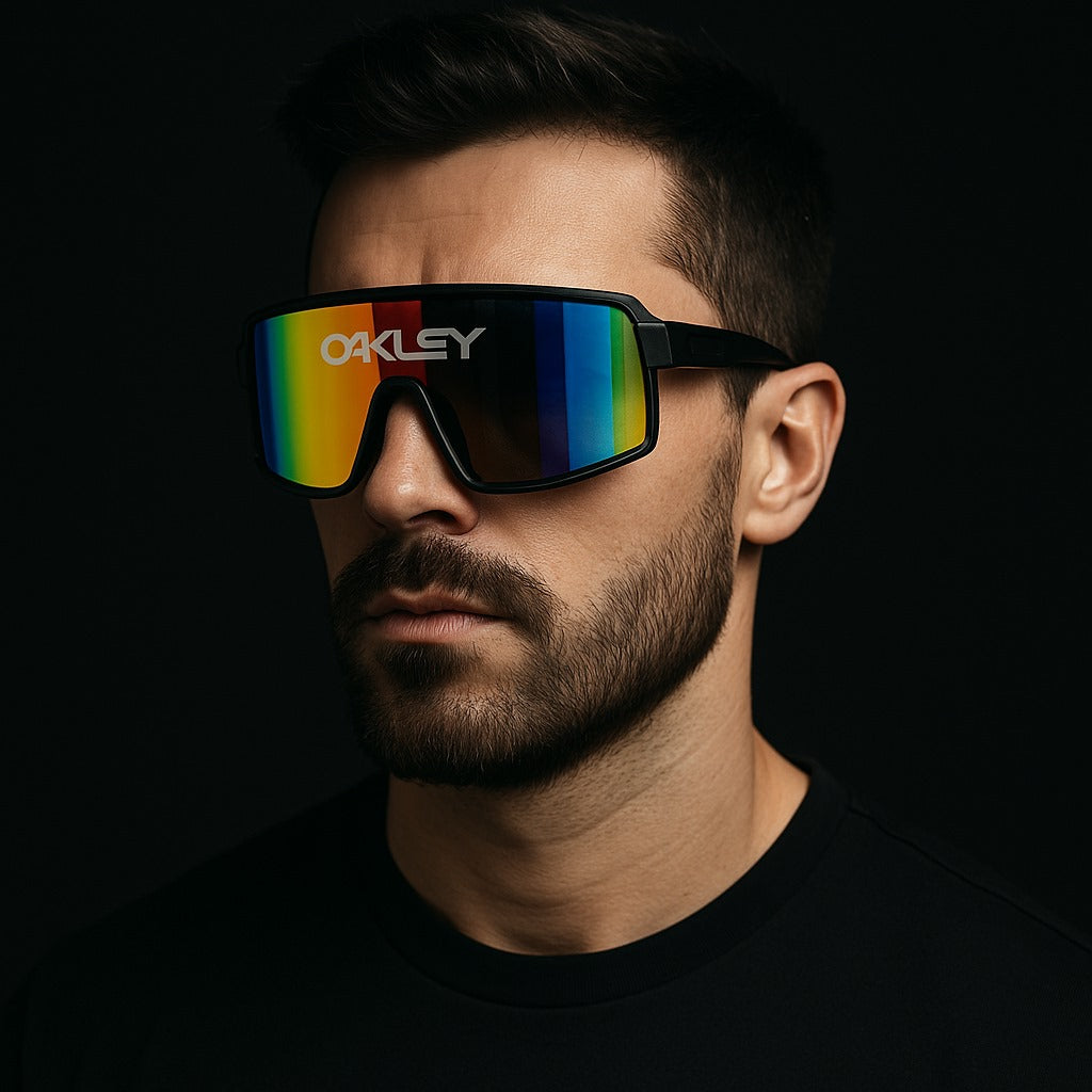 Oakley 8302 Black Prism Sports Sunglasses – Polarized Rainbow Shield Lens Category: Sports / Performance Sunglasses