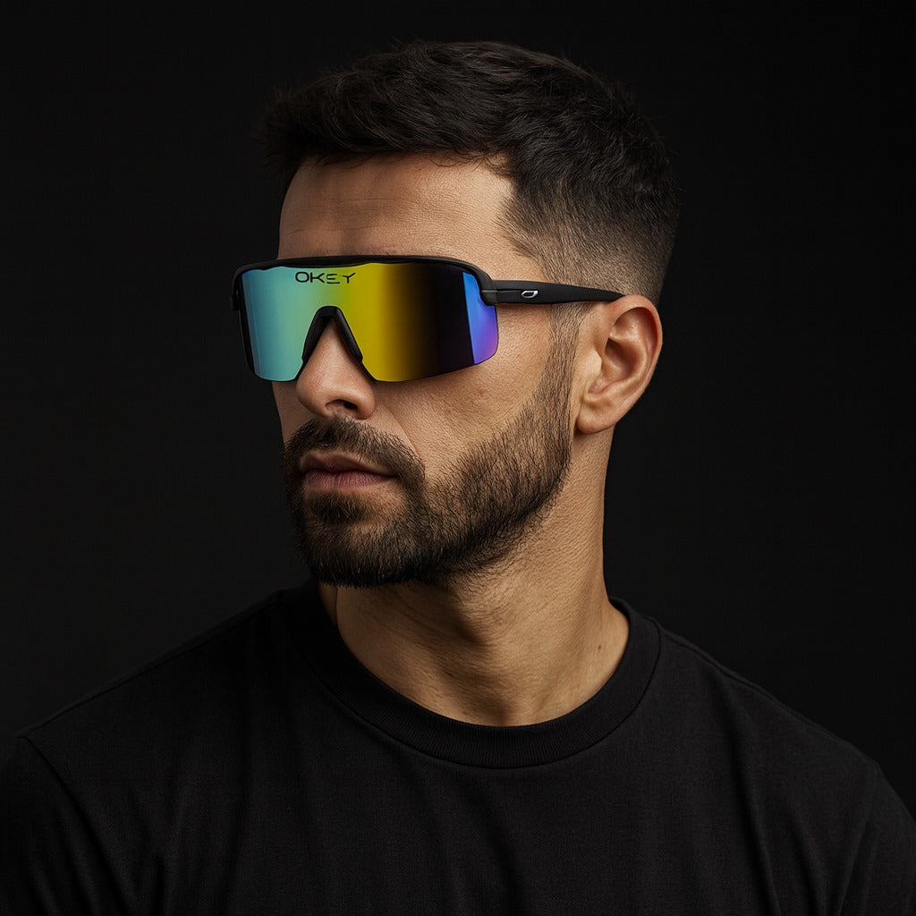 Oakley 9208 Black Sports Sunglasses – Prizm Rainbow Shield Lens Category: Sports / Performance Sunglasses