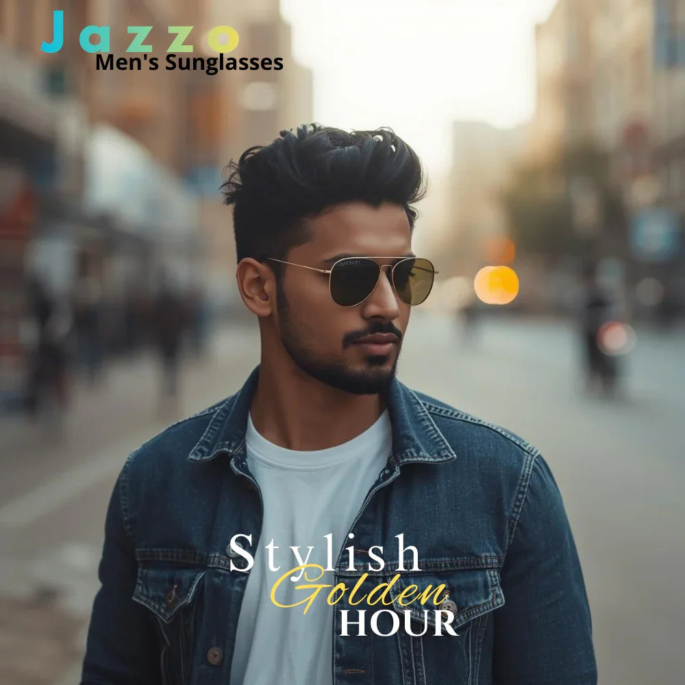 Man wearing stylish black sunglasses - Jazzo Men's Collection