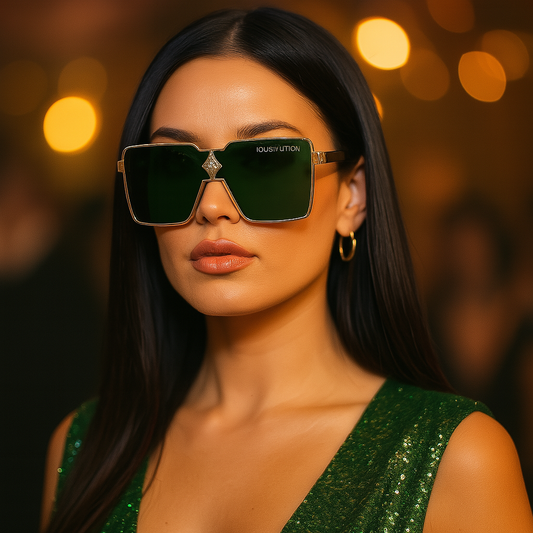 Louis Vuitton 2A621 Green Rectangular Sunglasses – Streamlined Luxury with a Modern Twist