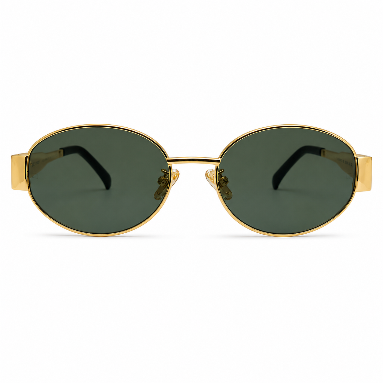 Celine Triomphe 40235U Oval Sunglasses for Men & Women – Gold Metal Frame, Tortoiseshell Temple Tips, Green UV Protection Lenses – Luxury Designer Eyewear