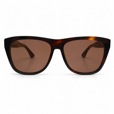Gucci 1345 Square Sunglasses for Men & Women – Tortoise Acetate Frame, Brown UV Protection Lenses – Luxury Designer Eyewear