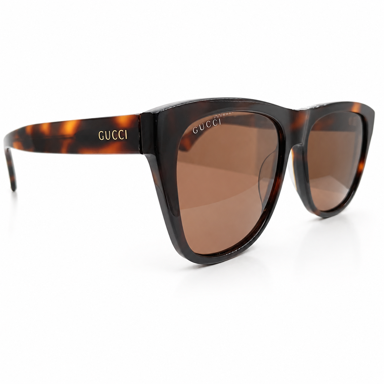 Gucci 1345 Square Sunglasses for Men & Women – Tortoise Acetate Frame, Brown UV Protection Lenses – Luxury Designer Eyewear