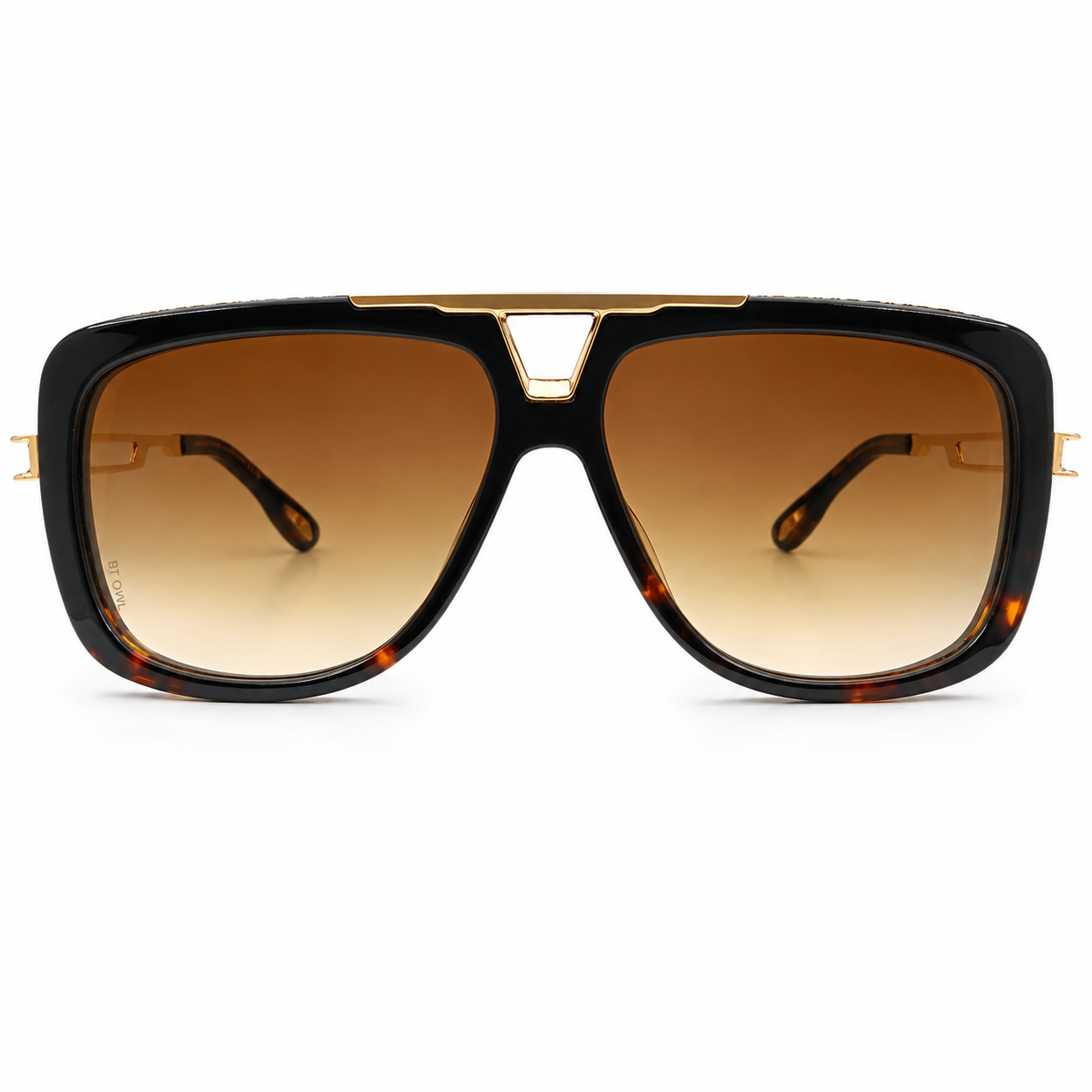 Maybach 070 Aviator Sunglasses for Men – Tortoise & Black Acetate Frame, Gold-Tone Hardware, Brown Gradient Lenses – Luxury Designer Eyewear