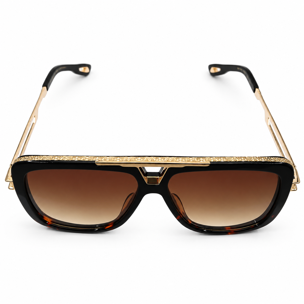 Maybach 070 Aviator Sunglasses for Men – Tortoise & Black Acetate Frame, Gold-Tone Hardware, Brown Gradient Lenses – Luxury Designer Eyewear