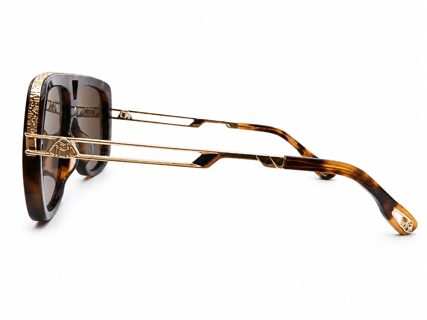 Maybach 070 Aviator Sunglasses for Men – Tortoise Acetate Frame, Gold-Tone Hardware, Grey UV Protection Lenses – Luxury Designer Eyewear