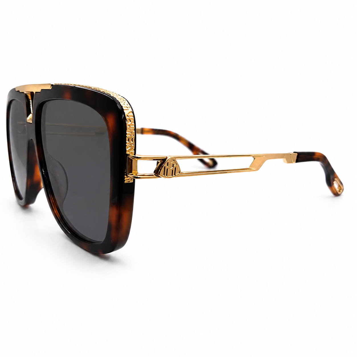Maybach 070 Aviator Sunglasses for Men – Tortoise Acetate Frame, Gold-Tone Hardware, Grey UV Protection Lenses – Luxury Designer Eyewear
