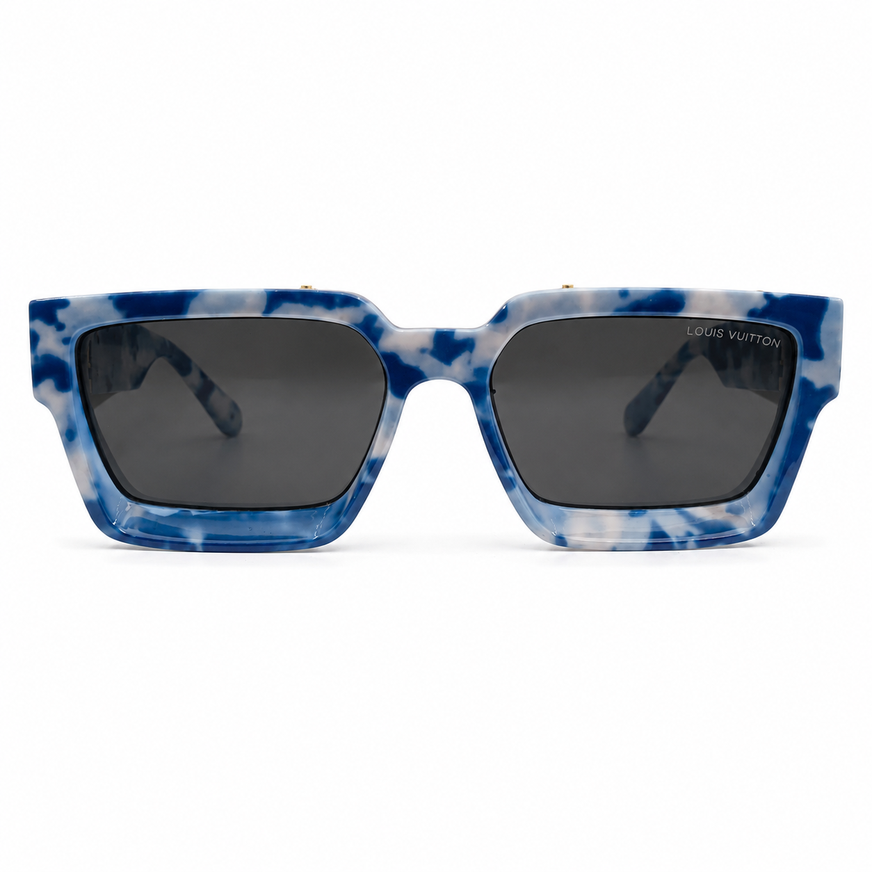 Louis Vuitton 96006 Luxury Bold Square Sunglasses – Glossy Tortoiseshell Acetate with Gold Monogram Temple Detail & Brown Gradient UV Protection Lenses