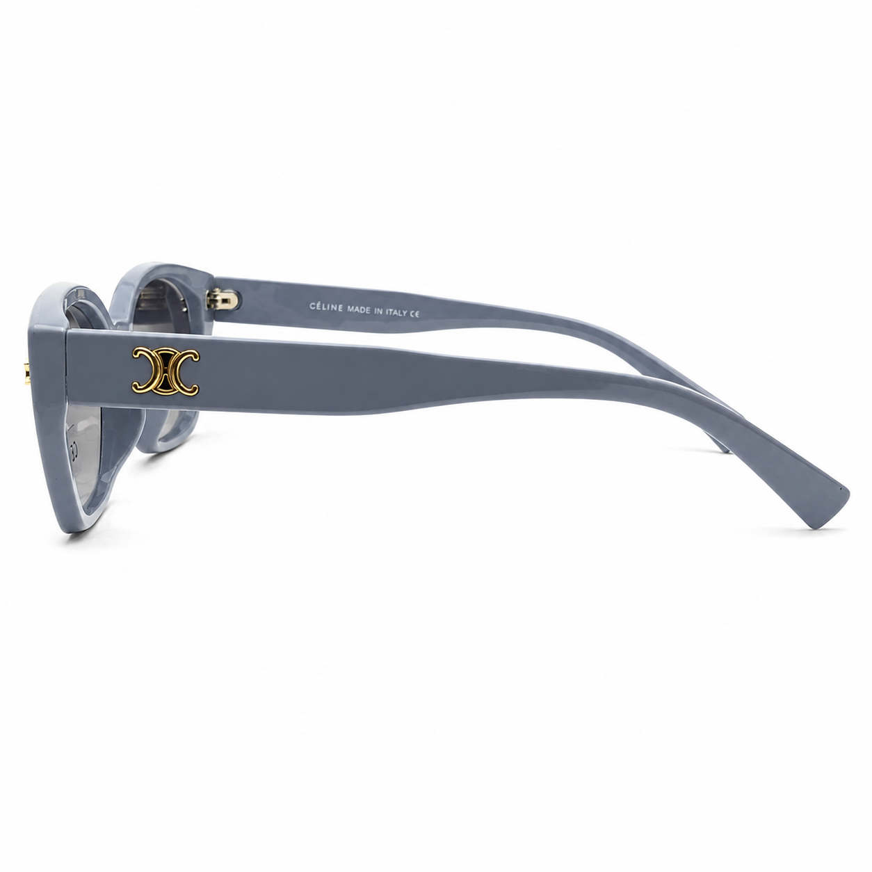 Celine 55303 Cat-Eye Sunglasses for Women – Grey Acetate Frame, Gold Triomphe Logo, Grey Gradient UV400 Protection Lenses – Luxury Designer Eyewear