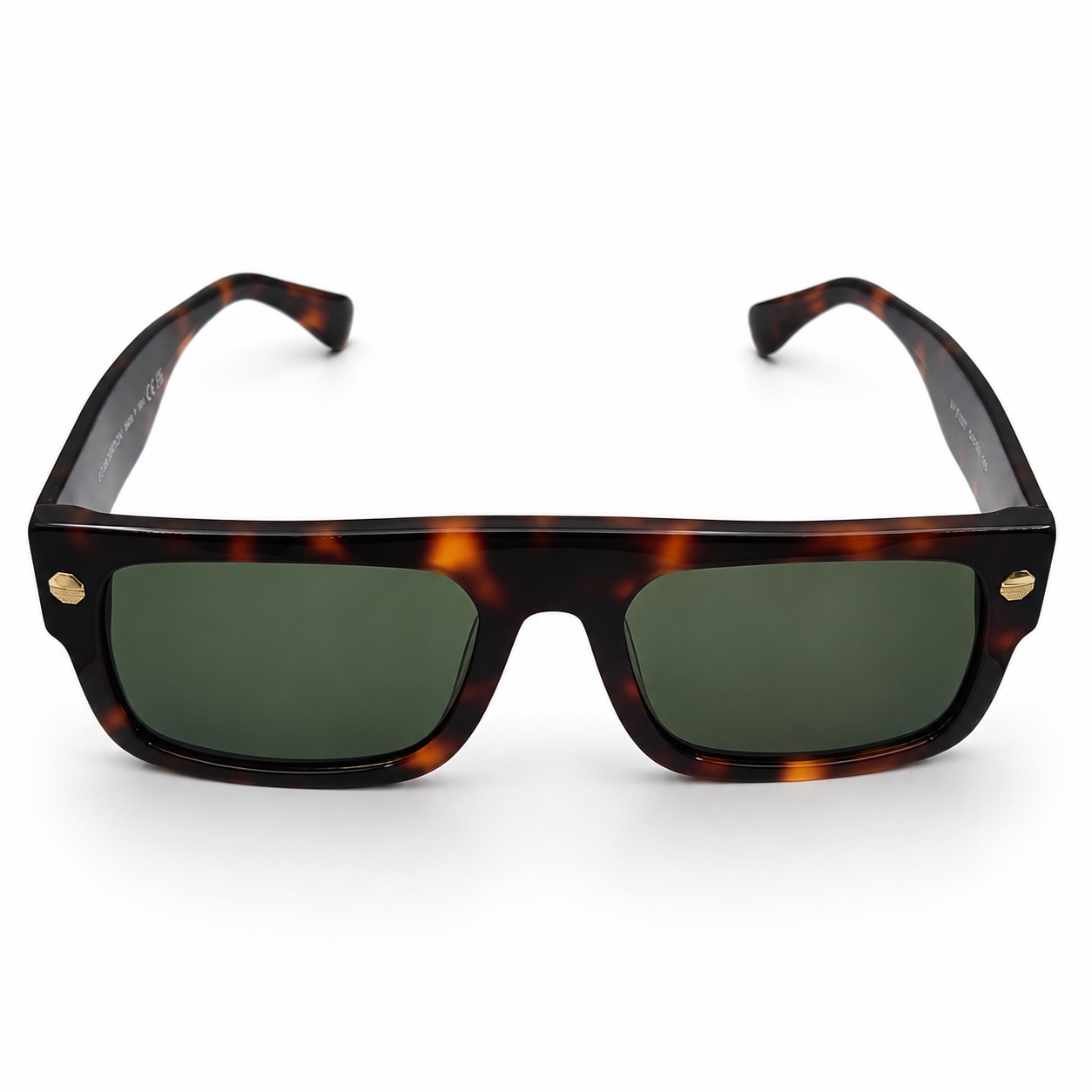 Louis Vuitton 1953 Luxury Flat Top Sunglasses – Havana Tortoise Acetate with Gold LV Rivet Detail & Dark Green UV Protection Lenses