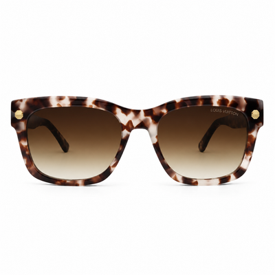 Louis Vuitton 1961 Luxury Square Sunglasses – Tortoiseshell Acetate with Gold Louis Vuitton Temple Branding & Brown Gradient UV Protection Lenses