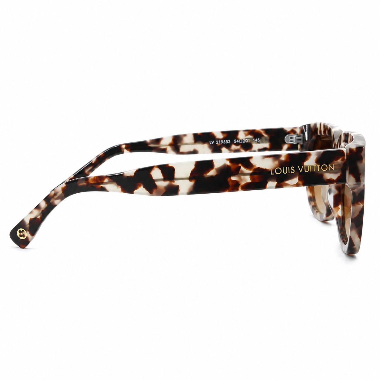 Louis Vuitton 1961 Luxury Square Sunglasses – Tortoiseshell Acetate with Gold Louis Vuitton Temple Branding & Brown Gradient UV Protection Lenses