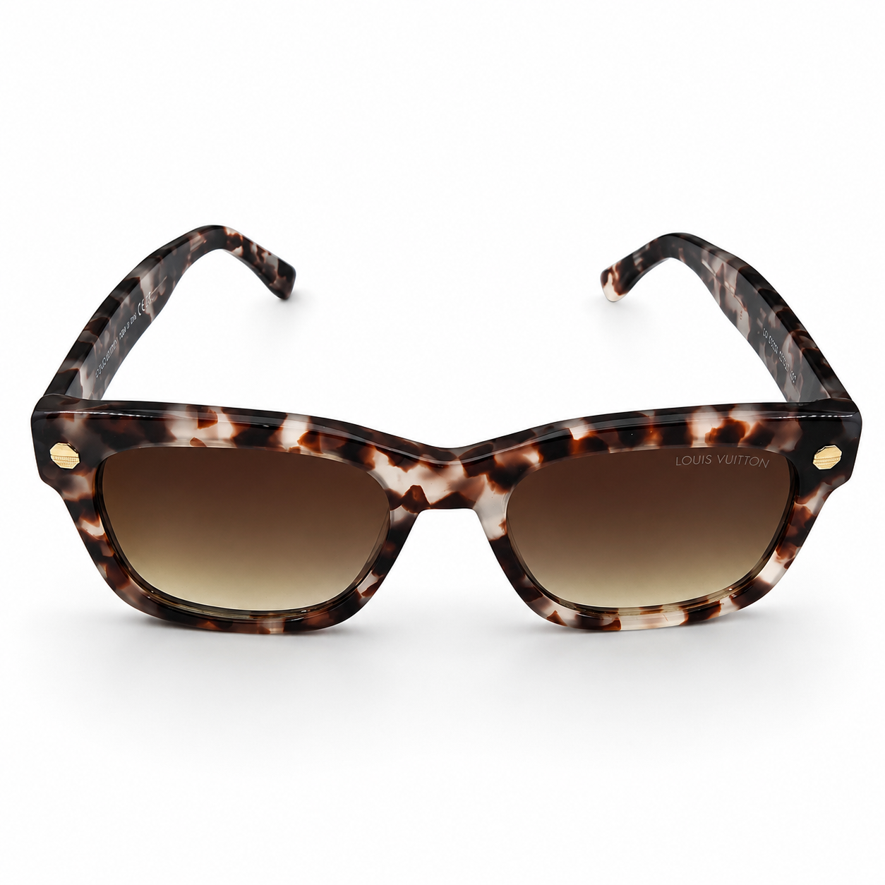 Louis Vuitton 1961 Luxury Square Sunglasses – Tortoiseshell Acetate with Gold Louis Vuitton Temple Branding & Brown Gradient UV Protection Lenses