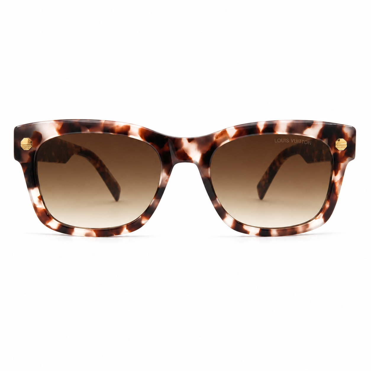 Louis Vuitton 1966 Luxury Wayfarer Sunglasses – Pink Havana Tortoise Acetate with Gold LV Rivet Detail & Brown Gradient UV Protection Lenses