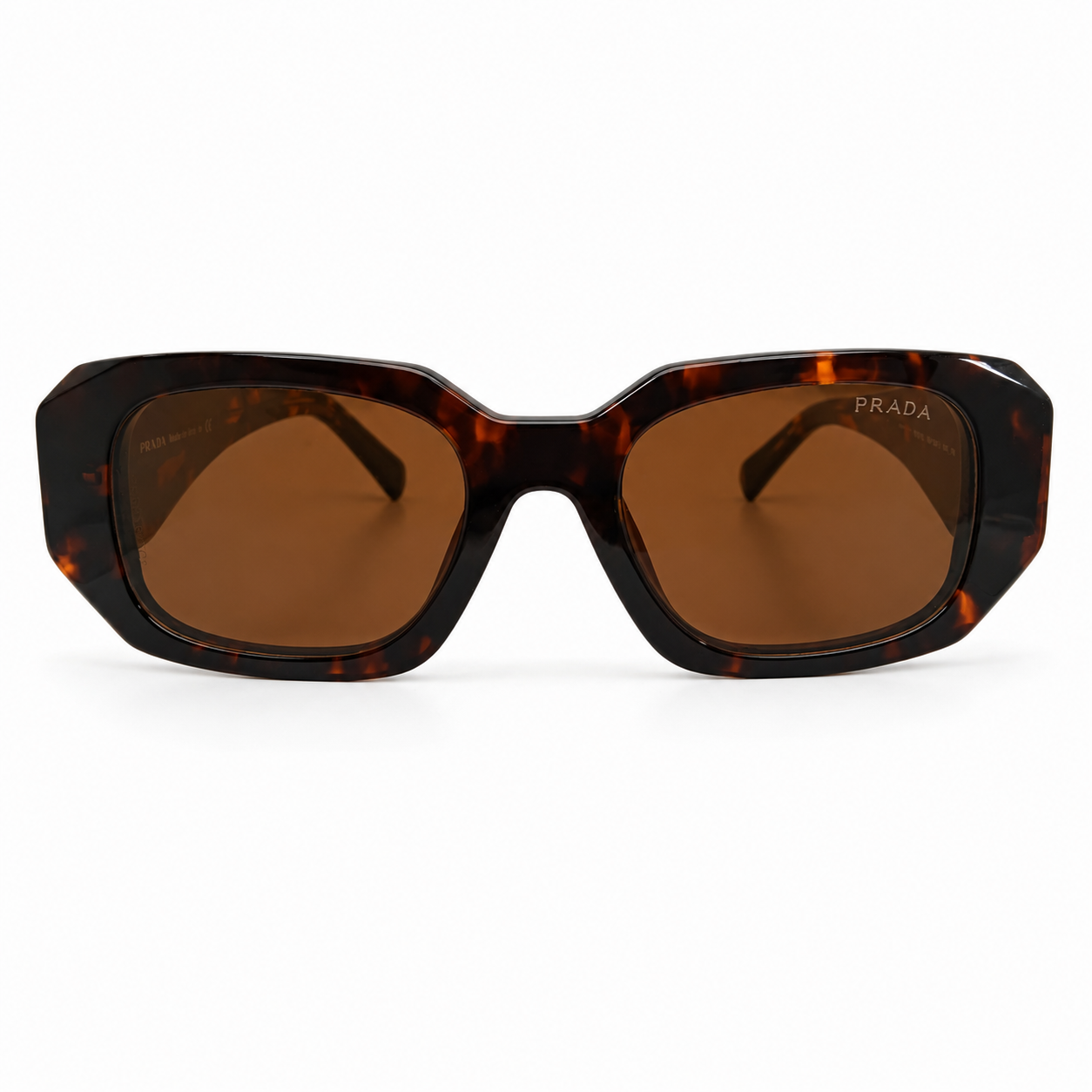 Prada 17WS Luxury Rectangle Sunglasses for Women – Premium Glossy Black Acetate with Bold Geometric Temples & Dark Grey UV400 Protection Lenses
