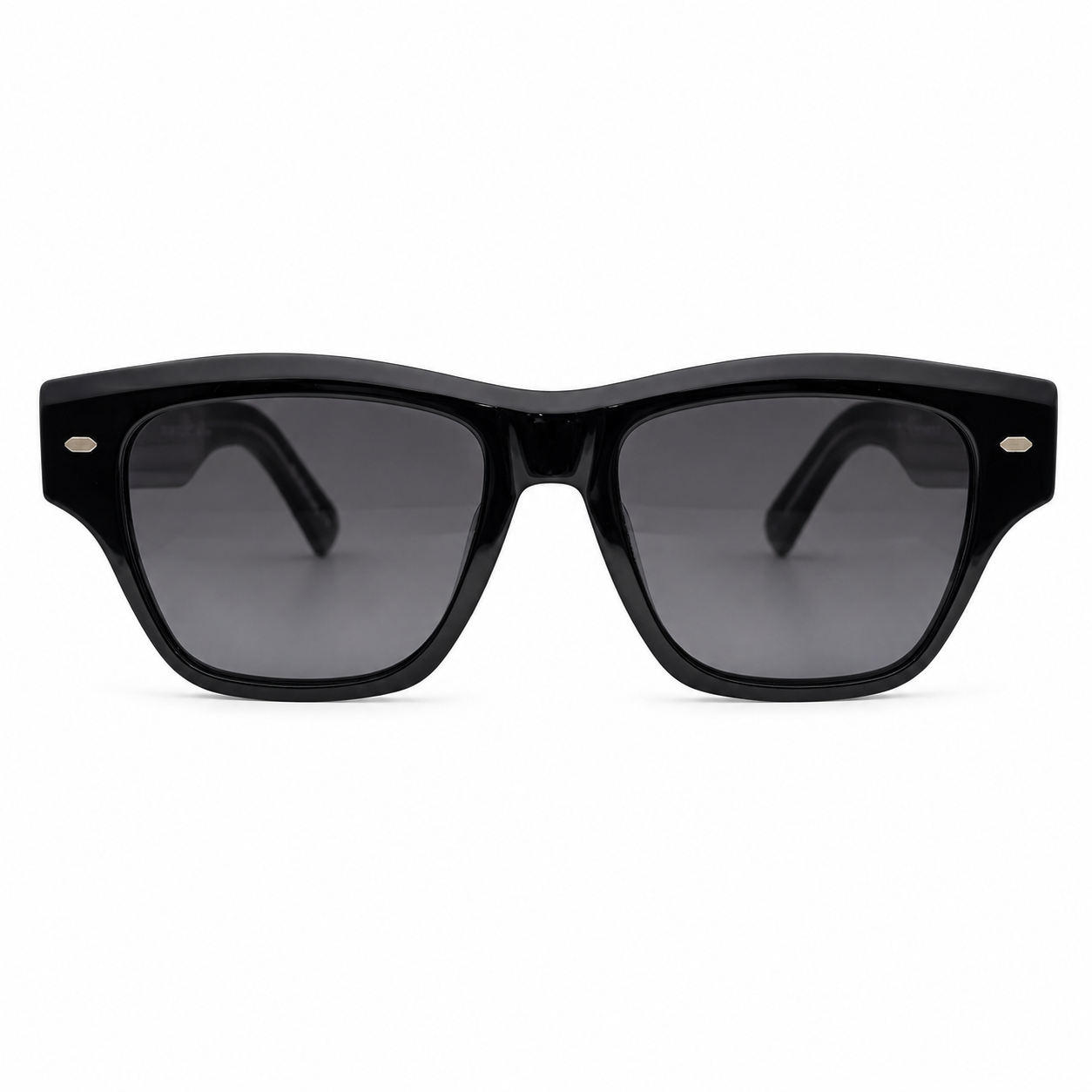 Oliver Peoples 5522 Luxury Square Sunglasses for Men – Premium Glossy Black Acetate with Silver Core-Wire Detailing & Dark Grey UV400 Protection Lenses