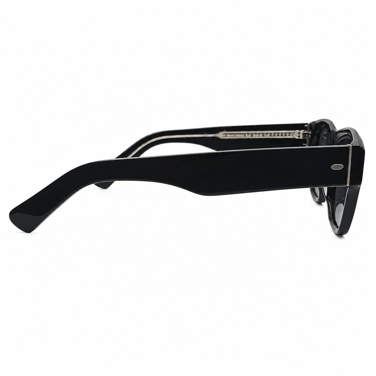 Oliver Peoples 5522 Luxury Square Sunglasses for Men – Premium Glossy Black Acetate with Silver Core-Wire Detailing & Dark Grey UV400 Protection Lenses