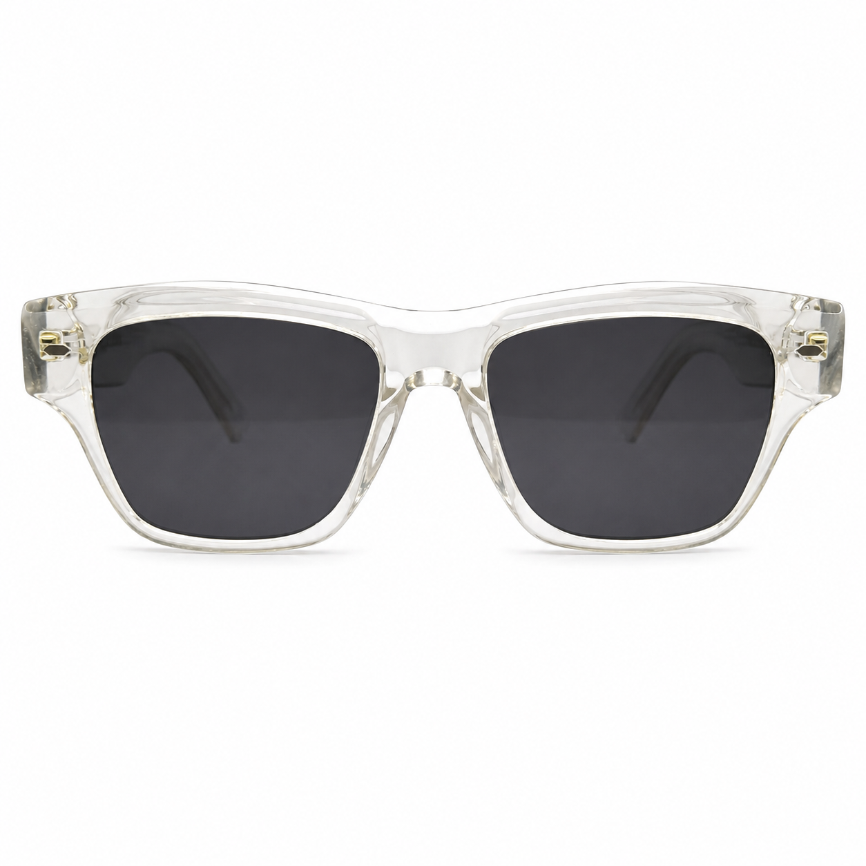 Oliver Peoples 5522 Luxury Square Sunglasses for Men – Premium Crystal Clear Acetate with Gold Core-Wire Detailing & Dark Grey UV400 Protection Lenses