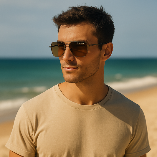 Gucci 036 Brown Square Sunglasses – Refined Luxury, Modern Appeal