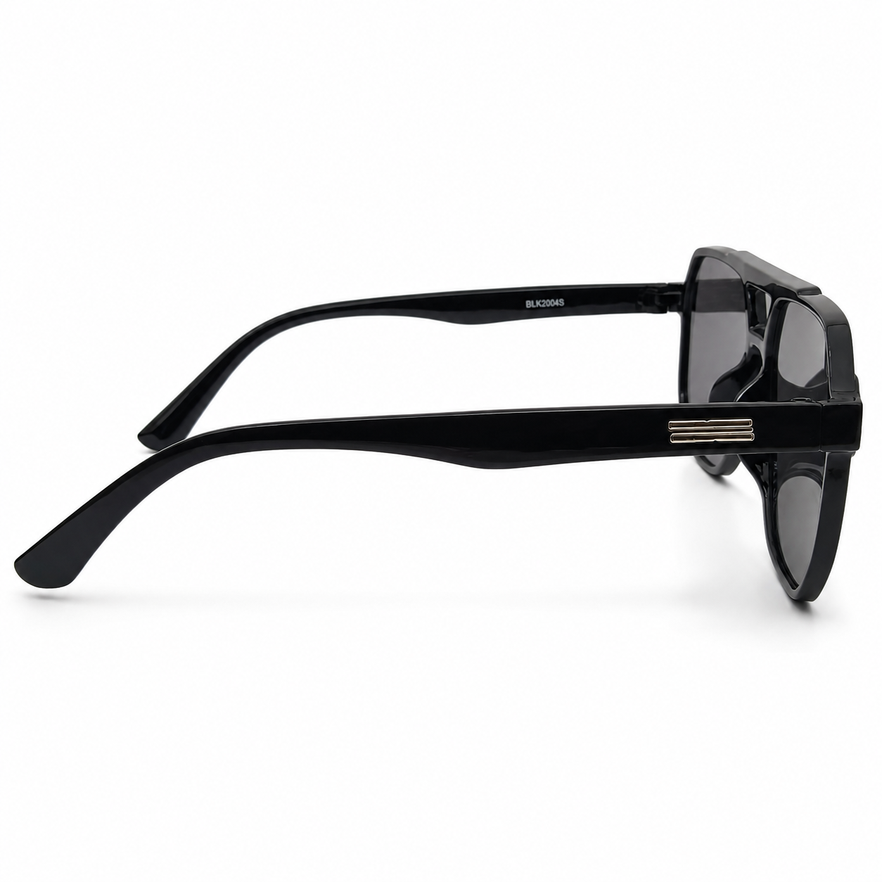 DITA 22058 Luxury Bold Aviator Sunglasses – Glossy Black Acetate with Gold DITA Temple Detail & Dark Grey UV Protection Lenses