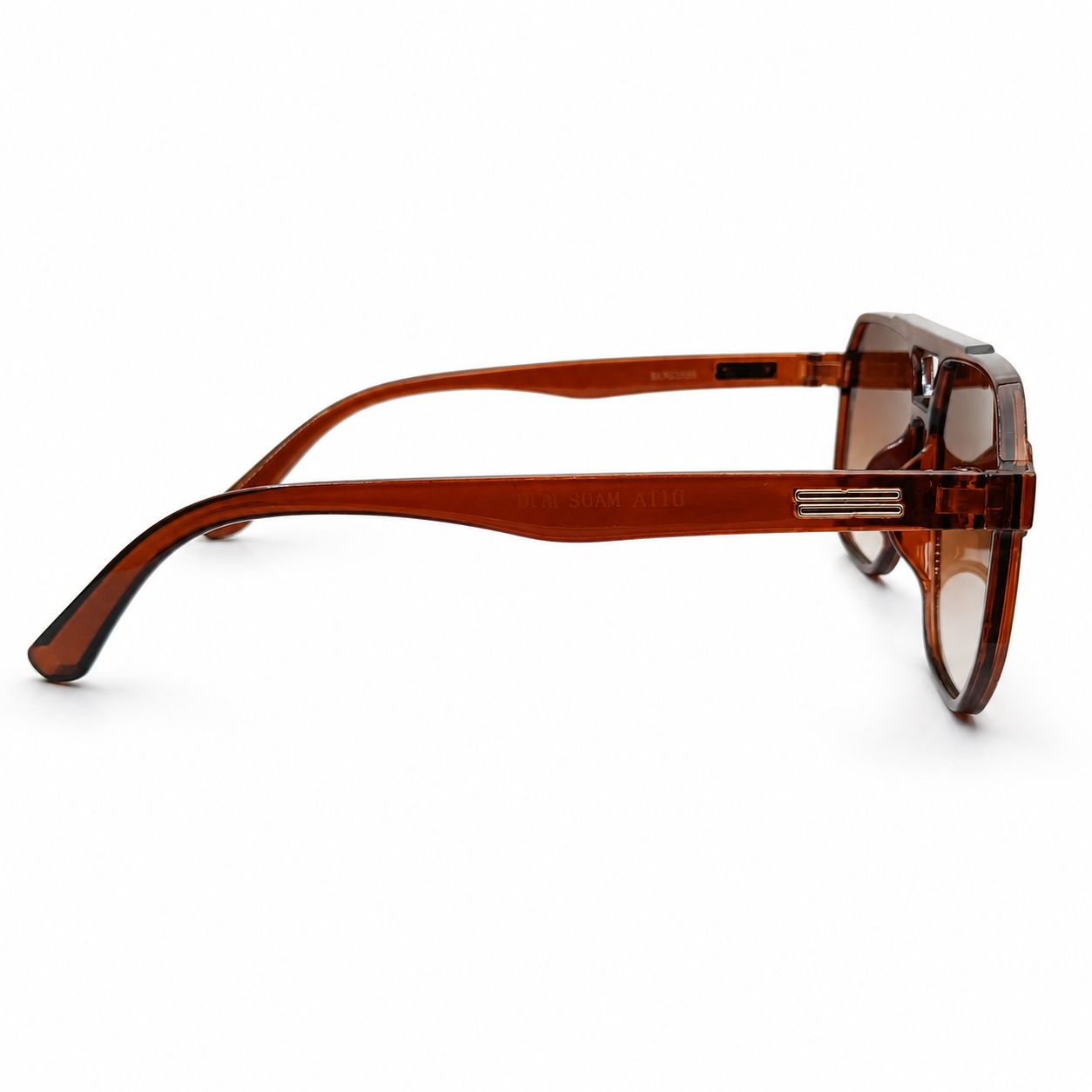 DITA 22058 Luxury Bold Aviator Sunglasses – Transparent Brown Acetate with Gold DITA Temple Detail & Brown Gradient UV Protection Lenses