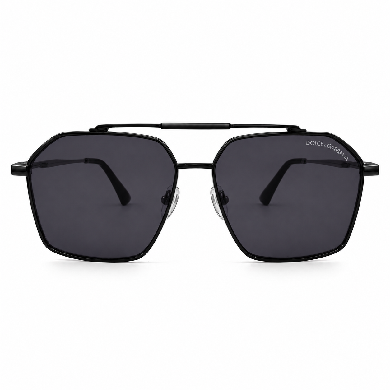 Dolce & Gabbana DG3271 Luxury Bold Geometric Navigator Sunglasses – Matte Black Metal with Double Bridge, Textured Detail & Dark Grey UV Protection Lenses