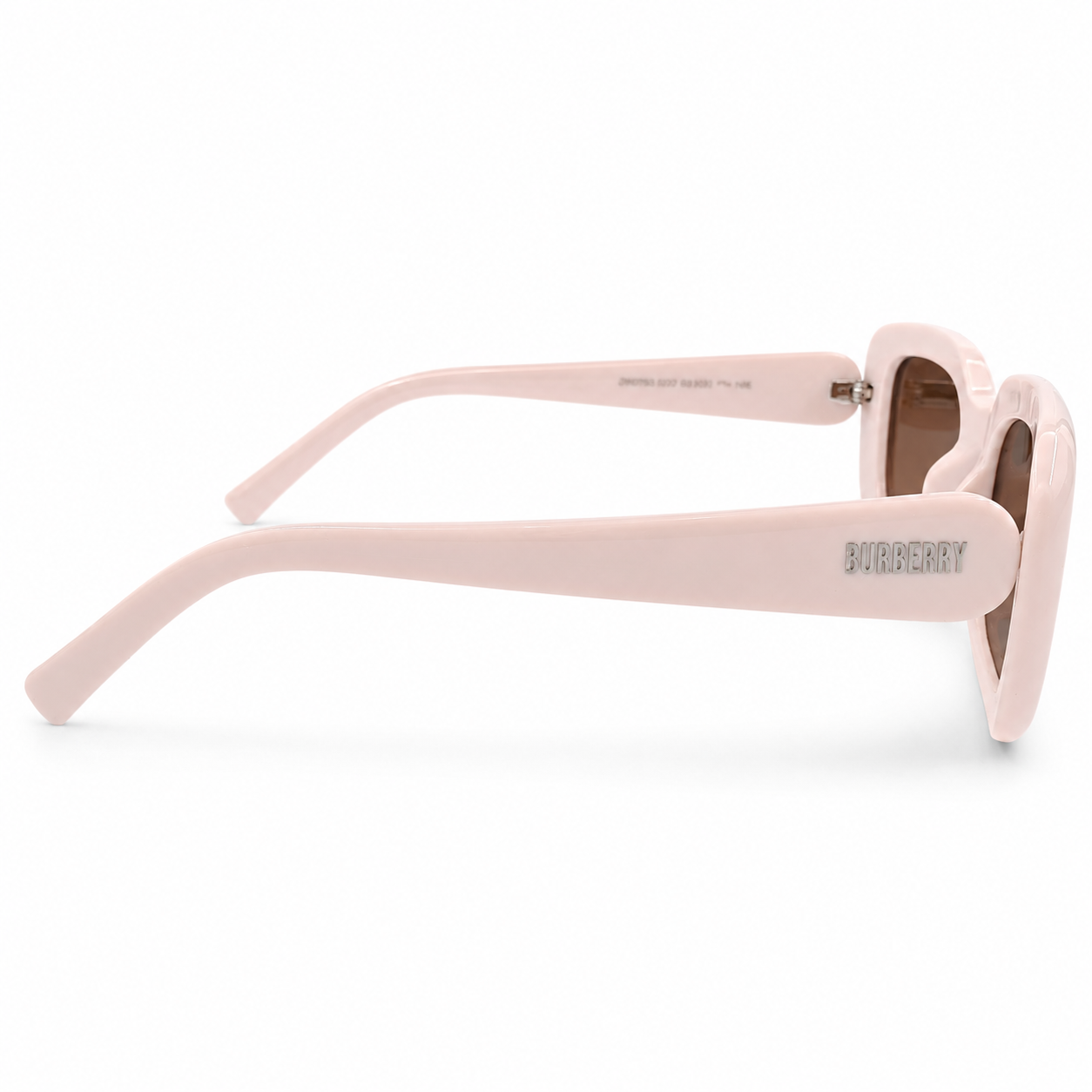 Burberry 3783 Luxury Bold Square Sunglasses – Glossy Blush Pink Acetate with Silver Burberry Temple Branding & Brown UV Protection Lenses
