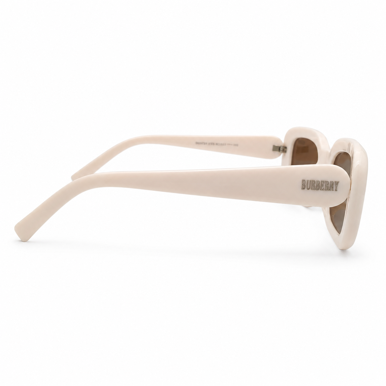 Burberry 3783 Luxury Bold Square Sunglasses – Glossy Cream Acetate with Silver Burberry Temple Branding & Brown UV Protection Lenses