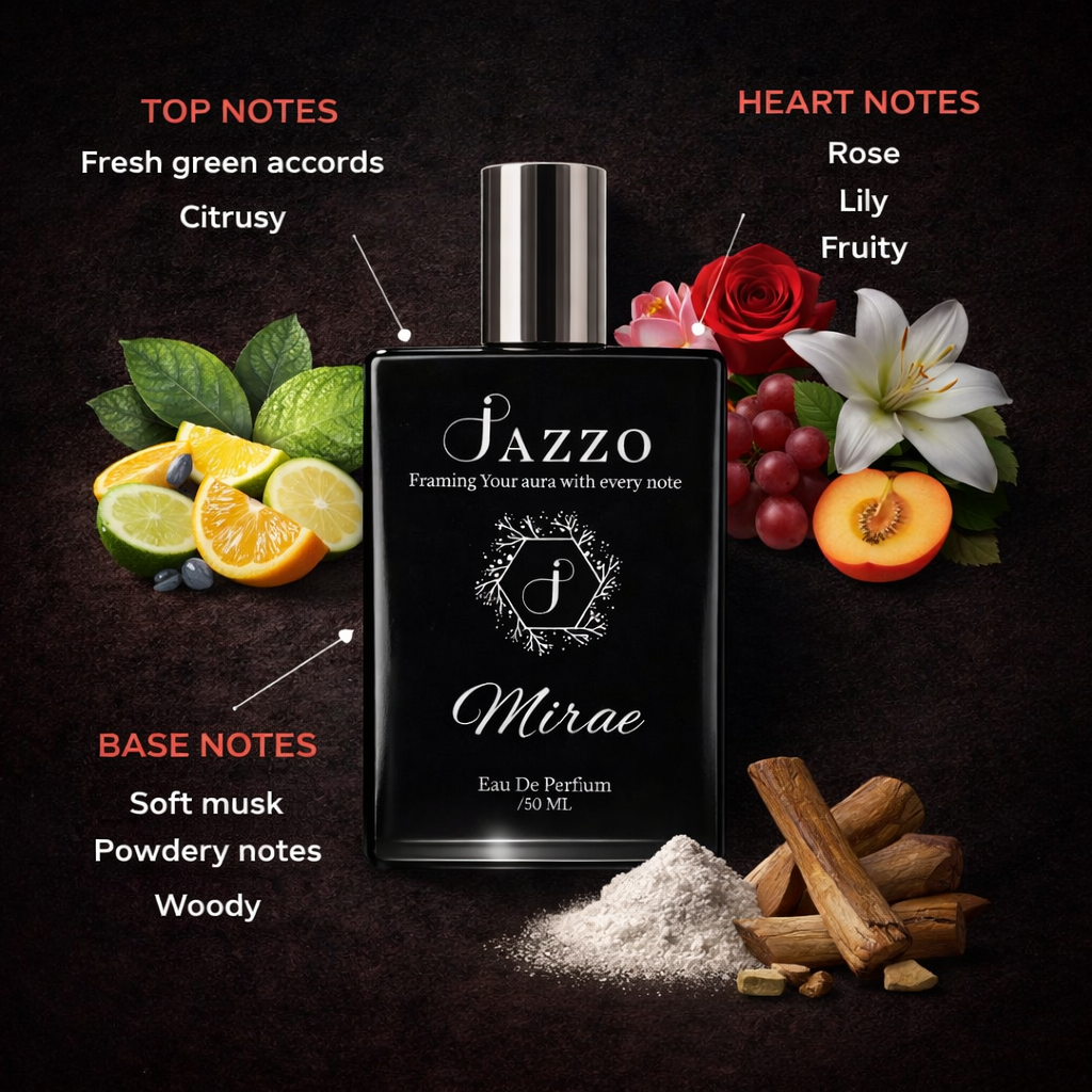 Jazzo Mirae Eau luxury perfume for men and women 50ML black bottle, long lasting floral fragrance eau de parfum
