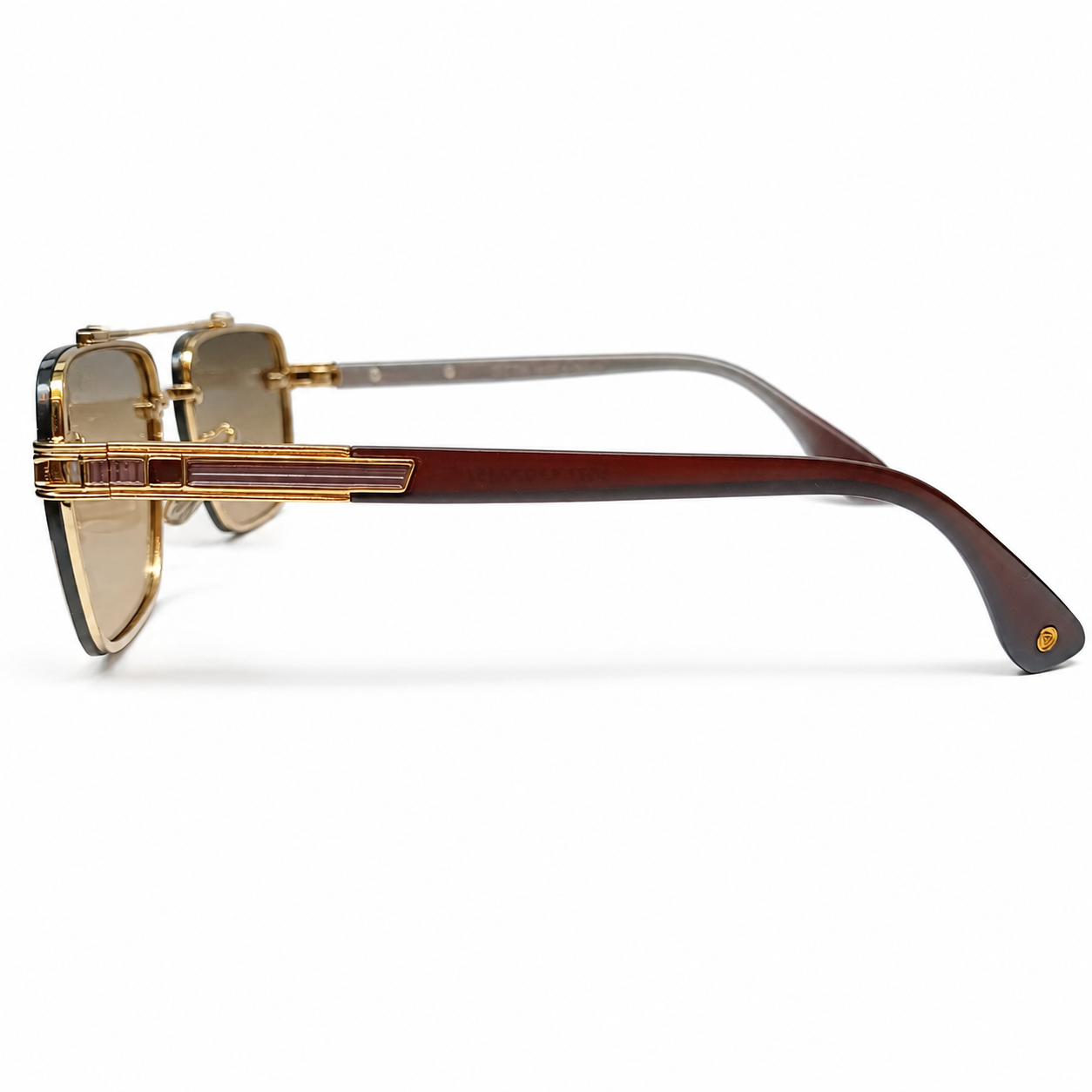 DITA 5G77 Luxury Square Aviator Sunglasses – Gold & Brown Tortoise with Double Bridge, Brown Acetate Temples & Gradient Brown Lenses