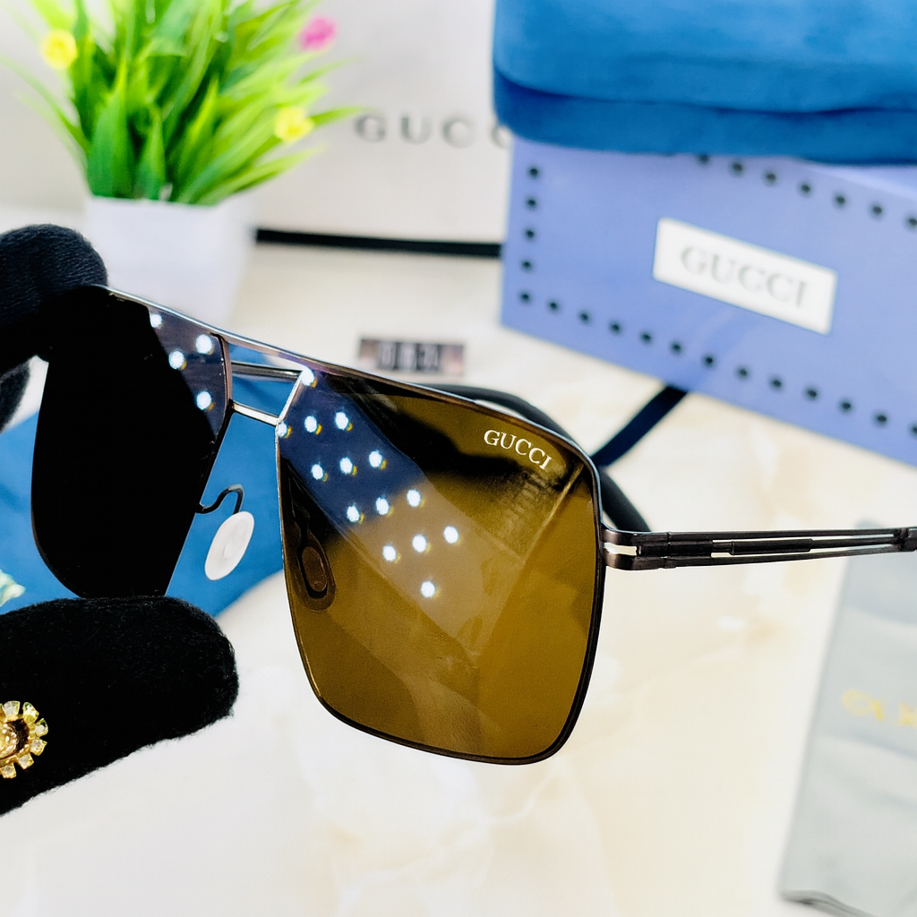 Gucci 036 Brown Square Sunglasses – Refined Luxury, Modern Appeal