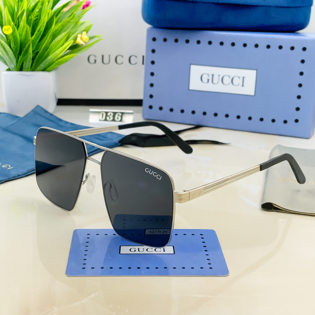 Gucci 036 Square Black Gradient Sunglasses – Timeless Luxury with a Modern Flair