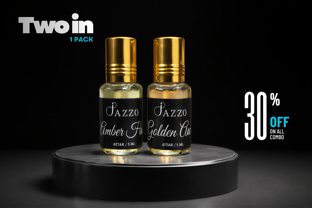 JAZZO Premium Men’s Attar/Perfume Combo Pack|Amber Haze & Golden Aura - Jazzo