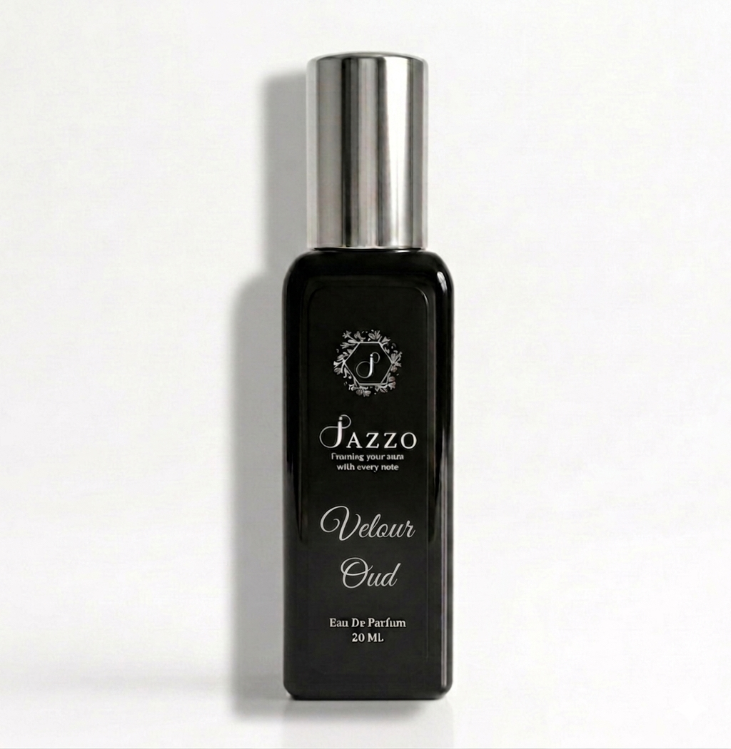 Jazzo Velour Oud 20ML perfume for men and women with long-lasting oud fragrance, premium luxury unisex Eau De Perfume bottle with rich elegant scent