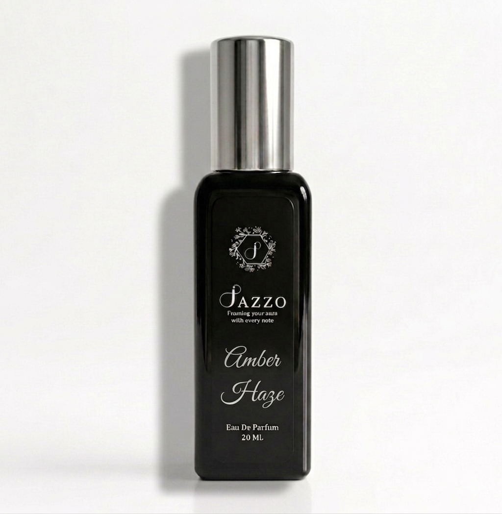 Jazzo Amber Haze perfume for men and women 20ML, long lasting luxury fragrance with elegant black bottle design