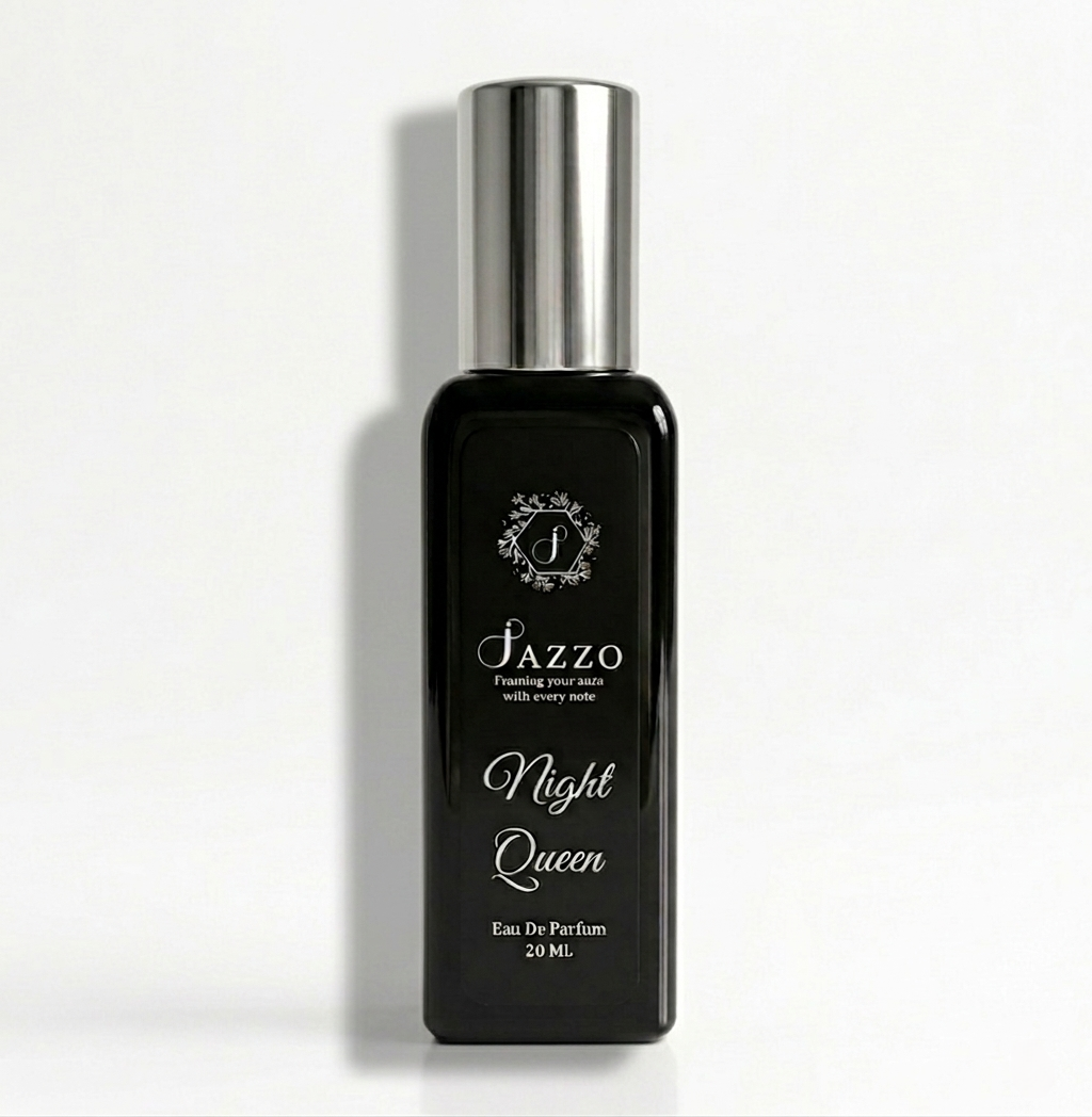 Jazzo Night Queen perfume for men and women 20ML, long lasting luxury fragrance with elegant black bottle design