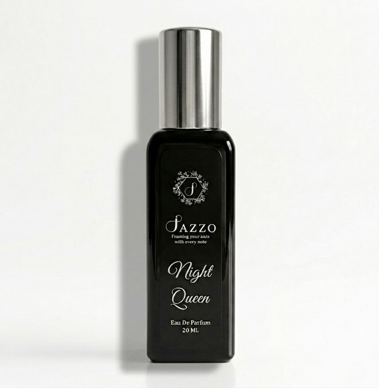 Jazzo Night Queen perfume for men and women 20ML, long lasting luxury fragrance with elegant black bottle design