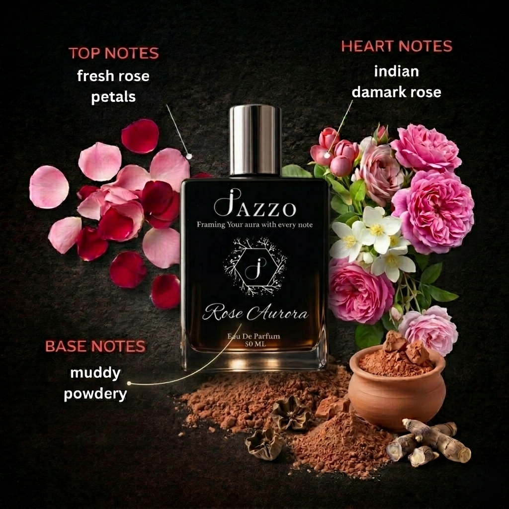 Jazzo Rose Aurora Luxury Perfume for Men & Women 50ML – Long Lasting Floral Fragrance Body Scent, Premium Daily Wear - RA-0150ML