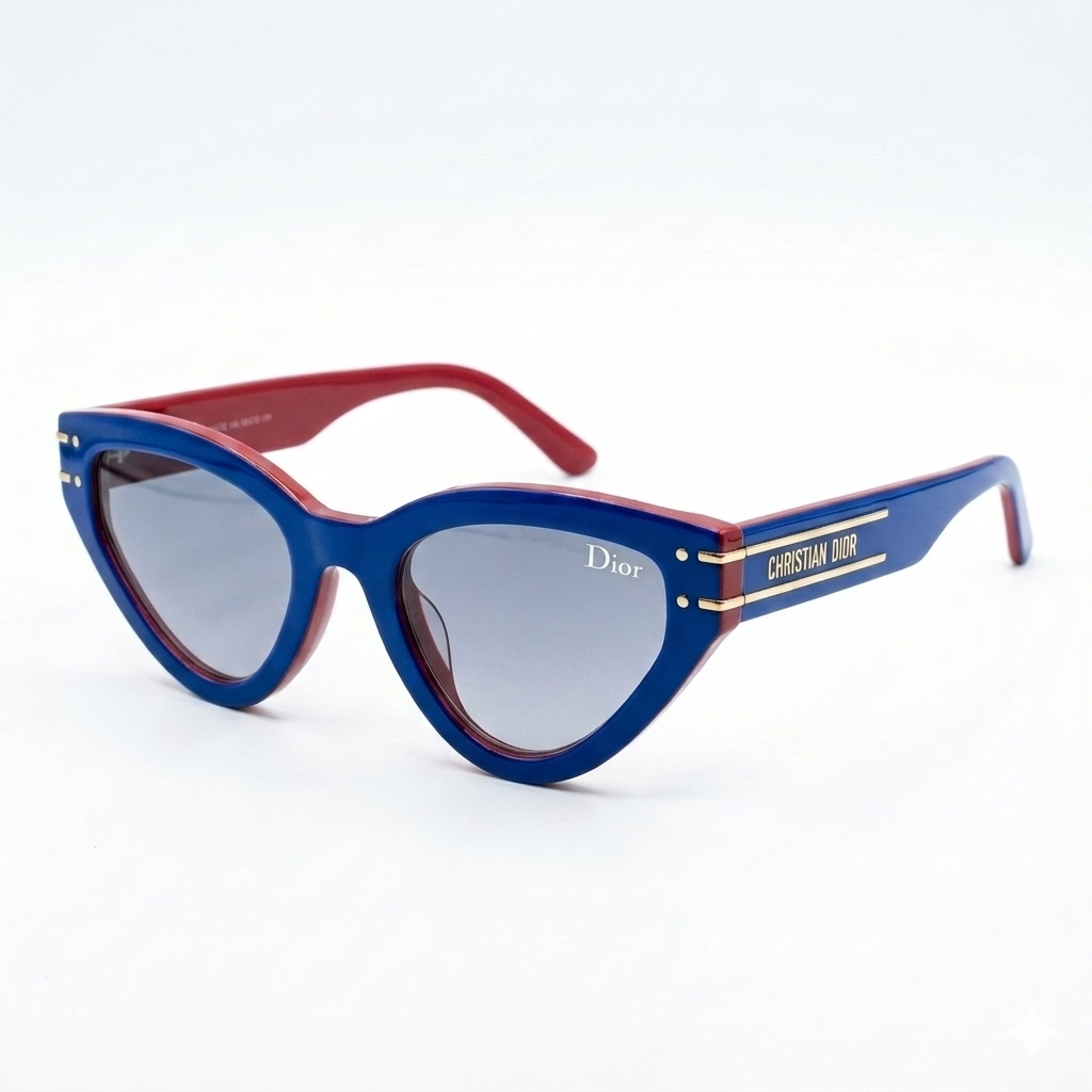 Christian Dior 28 Sunglasses – Iconic Cat-Eye Design in Navy Blue with Gradient Lenses